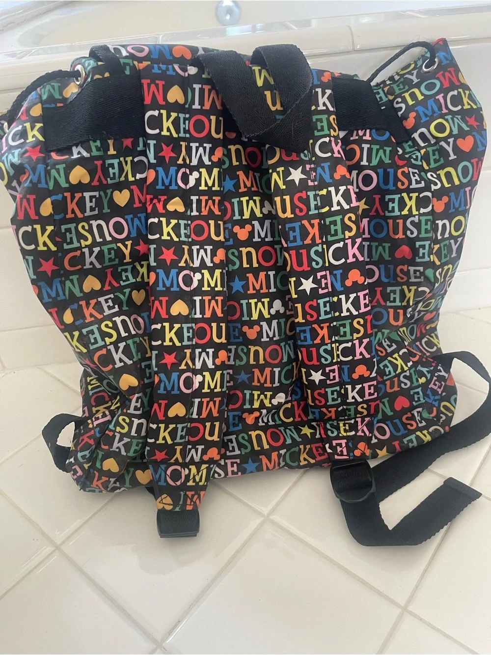 Disney Mickey Multicolor Letter Print Kids Backpack Rare find